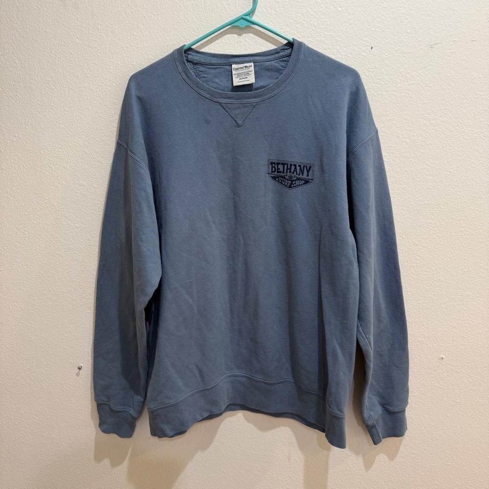 ComfortWash Bethany Surf Shop Delaware Graphic Sweatshirt Blue Mens Medium